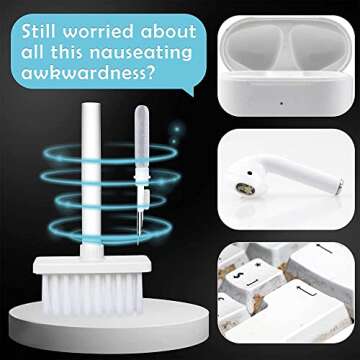 Sixrfeel Keyboard Cleanning Kits, 5 in 1 Dust Cleaner Brush for Computer/Cell Phone/Earphone AirPods/PC/Laptop/Keyboard(with Key Puller) (White)
