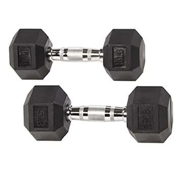 Premium 15LB Rubber Hex Dumbbells for Home Gym
