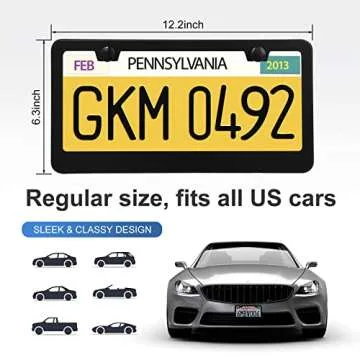 QUANQIUFEI 2 Pack License Plate Frames, Stainless Steel Car License Plate Cover Car Accessories with...