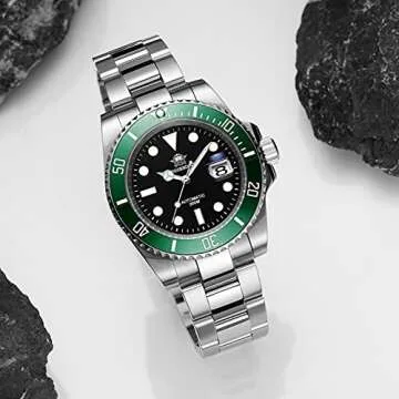 ADDIESDIVE Automatic Diver Watches for Men NH35A 41 MM Black Dial Green Bezel Waterproof 200 M Stainless Steel