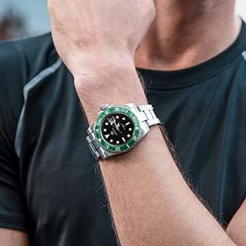 ADDIESDIVE Automatic Diver Watches for Men NH35A 41 MM Black Dial Green Bezel Waterproof 200 M Stainless Steel