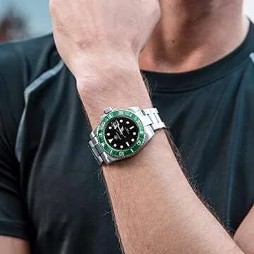 ADDIESDIVE Automatic Diver Watches for Men NH35A 41 MM Black Dial Green Bezel Waterproof 200 M Stainless Steel