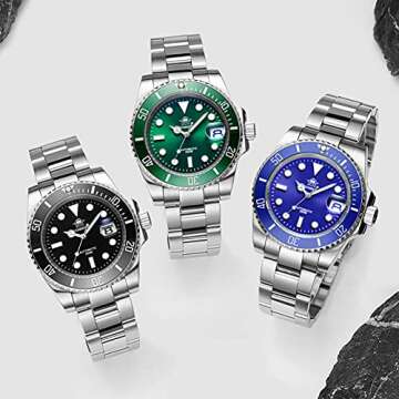 ADDIESDIVE Automatic Diver Watches for Men NH35A 41 MM Black Dial Green Bezel Waterproof 200 M Stainless Steel