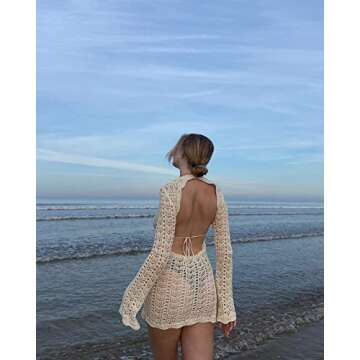 Argeousgor Women Y2k Knitted Short Dress Colorful Bodycon Mini Dresses Crochet Spaghetti Strap Dress Beach Wear Sundress