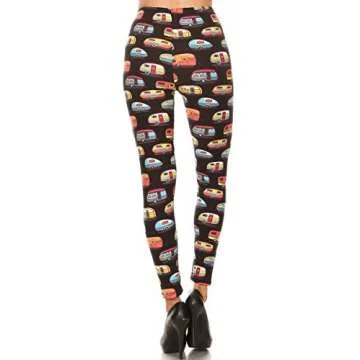 Leggings Depot High Waisted Camouflage & Multiple Print Leggings for Women-Full Length-S504, Camper Rides, One Size