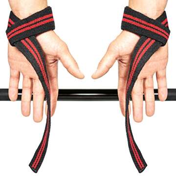 Lifting Straps (1 Pair) - Padded Wrist Support Wraps - for Powerlifting, Bodybuilding, Gym Workout, ...
