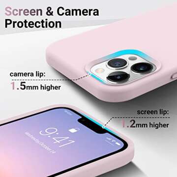 AOTESIER Shockproof Designed for iPhone 12 Pro Max Case, Liquid Silicone Phone Case with [Soft Anti-Scratch Microfiber Lining] Drop Protection 6.7 inch Slim Thin Cover, Ice Pink