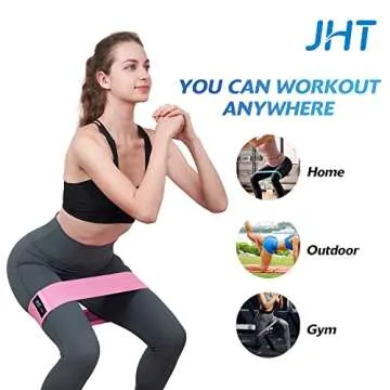 JHT Resistance Bands for Legs Butt, 3 Levels Booty Hip Bands for Squat Exercise Workout Fitness Yoga Gym Pilates Bar, Wide Fabric Thighs Loop Band, Non Slip Sweet Sweat, Gift for Women