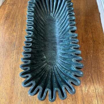 Oval Fluted Green Marble Bowl, Handmade Marble Bowl, Centerpiece Bowl, Home Decor Bowl