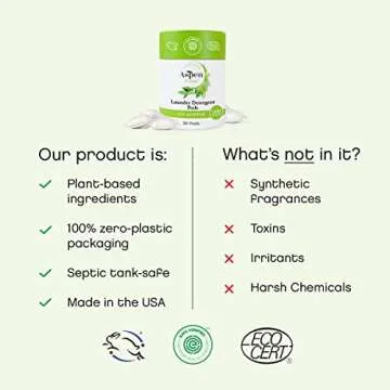 Eucalyptus Laundry Pods by AspenClean, New and Improved Packaging, Zero Plastic, EWG Verified™, Vegan, Hypoallergenic Natural Laundry Detergent - 36 Count
