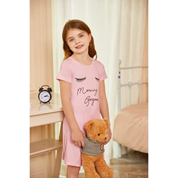 Arshiner Girls Nightgowns Soft Cotton Sleepwear for Kids