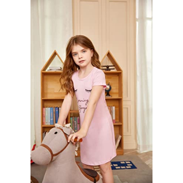 Arshiner Girls Nightgowns Soft Cotton Sleepwear for Kids