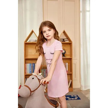 Arshiner Girls Nightgowns Soft Cotton Sleepwear for Kids