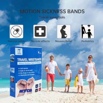 TUOTAO 8 Pcs Travel Motion Sickness Relief Wrist Bands, Sea Motion Sickness Wristbands, Travel Essen...