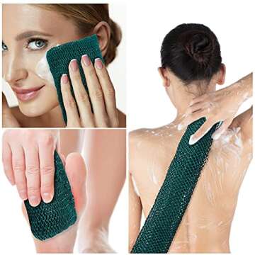 African Net Bath Sponge Long Exfoliating Body Scrubber Net Dual Sided Nylon Bath Towel Back Scrubber Skin Smoother for Women and Men Showering, Massaging, and Stocking Stuffer (Nurse Green)