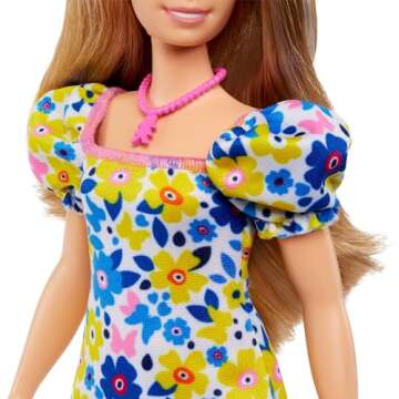 Barbie Fashionistas Doll #208 with Down Syndrome Wearing Floral Dress, Created in Partnership with The National Down Syndrome Society
