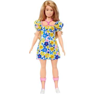 Barbie Fashionistas Doll #208 with Down Syndrome Wearing Floral Dress, Created in Partnership with The National Down Syndrome Society