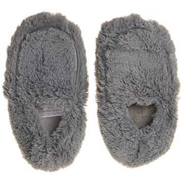 warmies Microwaveable House Slippers for Women - Womens Shoe Sizes 6-10 - Plush, Soft & Fuzzy Indoor Slippers with Backs & Non-Slip Memory Foam Soles - Cozy Warn Ladies Slipper for Winter - Gray