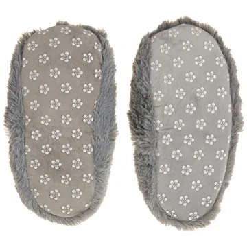warmies Microwaveable House Slippers for Women - Womens Shoe Sizes 6-10 - Plush, Soft & Fuzzy Indoor Slippers with Backs & Non-Slip Memory Foam Soles - Cozy Warn Ladies Slipper for Winter - Gray