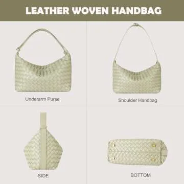 YLYYHH Woven Bag for Women, Vegan Leather Hand-Woven Tote Handbag, Top-handle Shoulder Bag with Adju...
