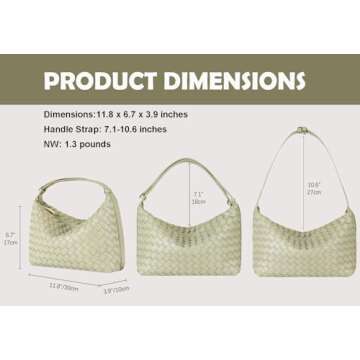 YLYYHH Woven Bag for Women, Vegan Leather Hand-Woven Tote Handbag, Top-handle Shoulder Bag with Adjustable Strap, Underarm Purse Clutch Bag Braided Bag, Light Green
