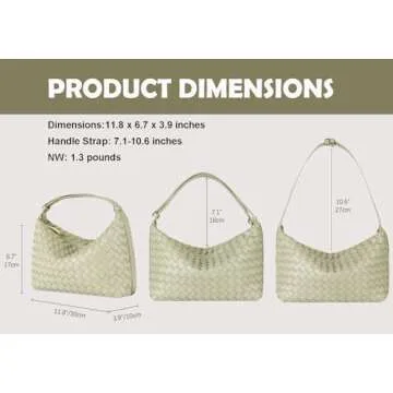 YLYYHH Woven Bag for Women, Vegan Leather Hand-Woven Tote Handbag, Top-handle Shoulder Bag with Adjustable Strap, Underarm Purse Clutch Bag Braided Bag, Light Green