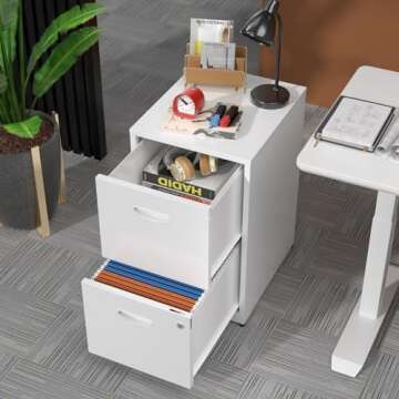 2 Drawer File Cabinet with Lock, Two Drawer Vertical Filing Cabinets, 18" Deep Steel Filing Cabinet ...
