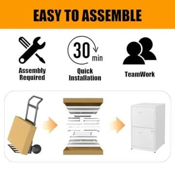 2 Drawer File Cabinet with Lock, Two Drawer Vertical Filing Cabinets, 18" Deep Steel Filing Cabinet for Home Office, Light Duty Metal White Filing Cabinet for Letter-Size Files - Assemly Required