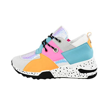 LUCKY STEP Women Breathable Mesh Fashion Leopard Sneakers Non-Slip Leather Lace Up Print Casual Athl...