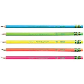Ticonderoga Wood-Cased Pencils, Pre-Sharpened, #2 HB Soft, Neon Colors, 10 Count