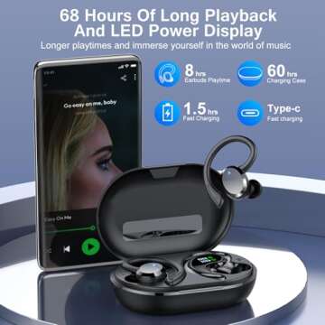 Wireless Earbuds with 68H Battery and Waterproof Design