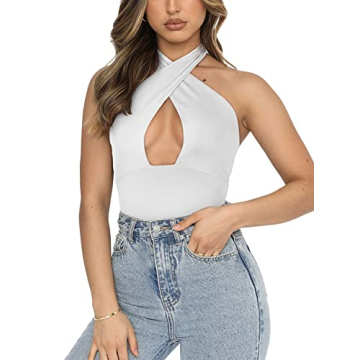 REORIA Sexy Criss Cross Bodysuit for Parties and Nights Out
