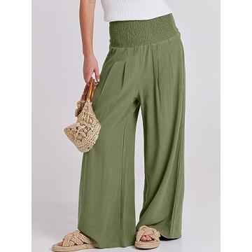 Stylish ANRABESS Women Linen Palazzo Pants for Summer