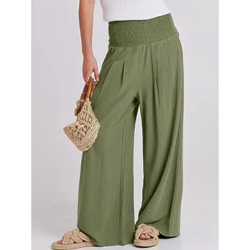 Stylish ANRABESS Women Linen Palazzo Pants for Summer