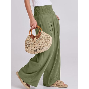 Stylish ANRABESS Women Linen Palazzo Pants for Summer