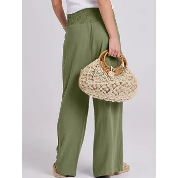 Stylish ANRABESS Women Linen Palazzo Pants for Summer