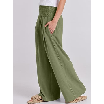 Stylish ANRABESS Women Linen Palazzo Pants for Summer
