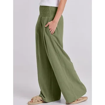 Stylish ANRABESS Women Linen Palazzo Pants for Summer