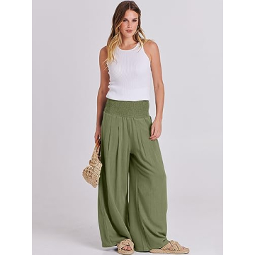 Stylish ANRABESS Women Linen Palazzo Pants for Summer