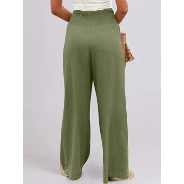 Stylish ANRABESS Women Linen Palazzo Pants for Summer