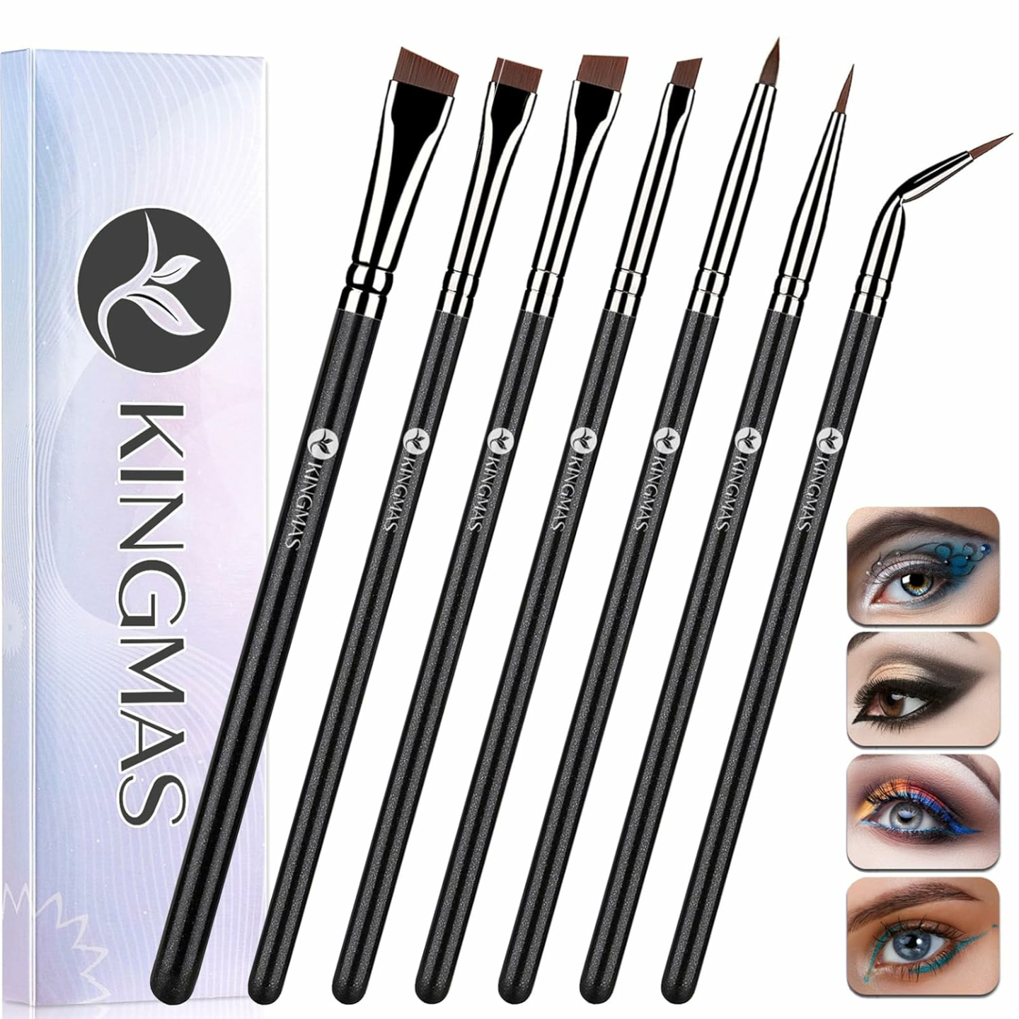 KINGMAS Eyeliner Brush Set - 7 Ultra Thin Makeup Brushes