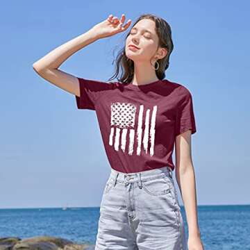 Graphic Tees for Women Patriotic Shirts for Women Short Sleeve Tshirts Shirts Summer Casual Tee Tops Red