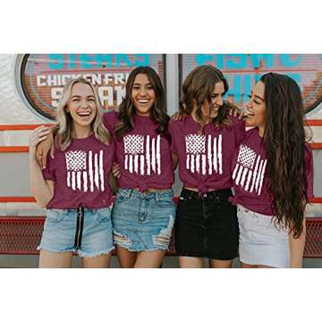 Graphic Tees for Women Patriotic Shirts for Women Short Sleeve Tshirts Shirts Summer Casual Tee Tops Red