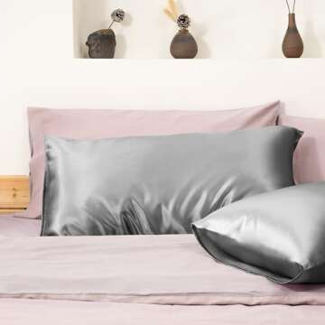 EXQ Home Satin Pillowcase for Hair and Skin,Cooling Pillow Cases King Size Pillow Case Set of 2 Sati...
