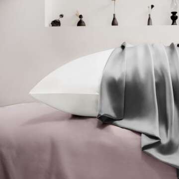 EXQ Home Satin Pillowcase for Hair and Skin,Cooling Pillow Cases King Size Pillow Case Set of 2 Satin Pillow Covers with Envelope Closure Grey(20x40 inches)