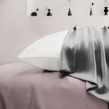 EXQ Home Satin Pillowcase for Hair and Skin,Cooling Pillow Cases King Size Pillow Case Set of 2 Satin Pillow Covers with Envelope Closure Grey(20x40 inches)