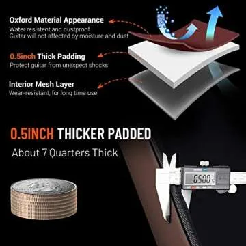 CAHAYA Guitar Bag 40 41 42 In 6 Pockets Guitar Case Water Resistent Oxford Cloth 0.5 In Extra Thick Sponge Padded for Acoustic Classical Guitar with Anti-theft Pocket CY0150