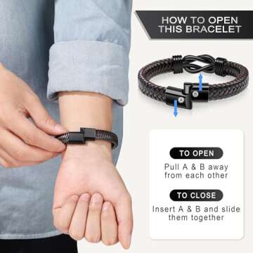 JoycuFF Gift for Husband Anniversary Birthday Gifts for Him from Wife, To My Husband Gift Ideas Knot Leather Bracelet for Men Always Linked Together Love You Forever To My Man Mens Leather Bracelets
