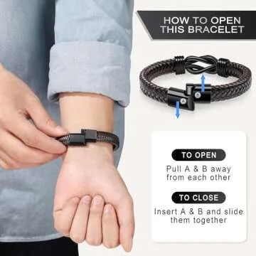 JoycuFF Gift for Husband Anniversary Birthday Gifts for Him from Wife, To My Husband Gift Ideas Knot Leather Bracelet for Men Always Linked Together Love You Forever To My Man Mens Leather Bracelets