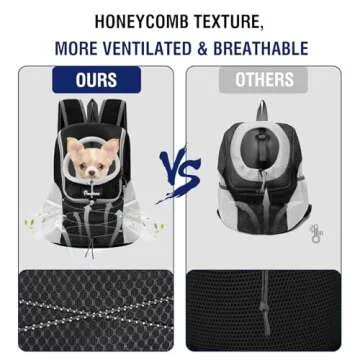 Pawaboo Pet Dog Carrier Backpack, Puppy Dog Travel Front Carrier for Small Medium Dogs Cats, Adjustable Breathable Dog Carrying Backpack with Safety Strips for Hiking, Walking (Black M Up to 10 lbs)